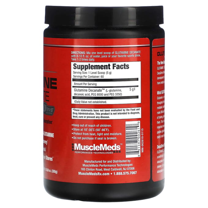 MuscleMeds, Glutamine Decanate, Sans Arôme, 10.58 oz (300 grammes)