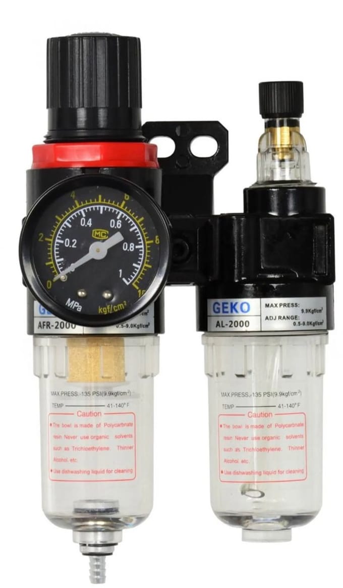 GEKO Luchtdrukregelaar met waterafscheider - 1/4" - 500 l/min - 0,5-9 bar