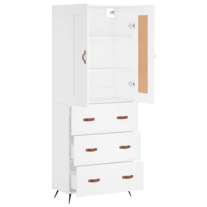 vidaXL - Hoge - kast - 69,5x34x180 - cm - bewerkt - hout - wit