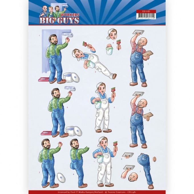 Handyman - Workers - Big Guys - 3D Cutting Sheet by Yvonne Creations 1 stuks