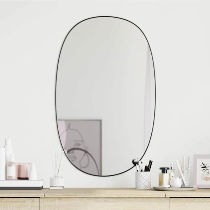 vidaXL - Wandspiegel - 70x45 - cm - zwart