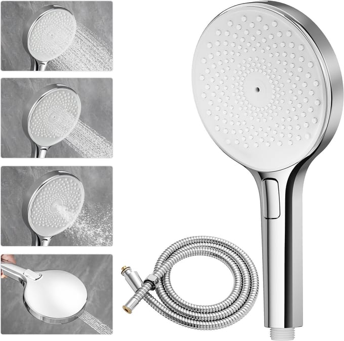 Auralum Max Multifunctionele Handdouche - 3 Straalstanden + Reinigingsspuit - 140 mm Paneel - Waterbesparing