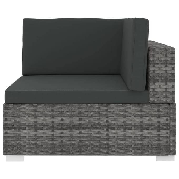 vidaXL - Hoekbank - 1 - st - met - kussens - poly - rattan - grijs