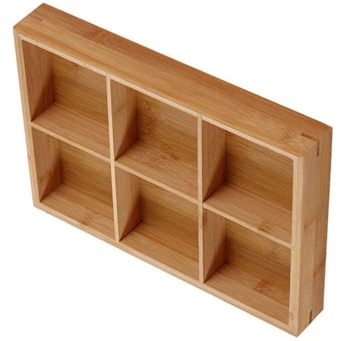 Houten Tray met Meerdere Compartimenten Serveerplateau voor Hot Pot Restaurants Sushibord Type 2 brown