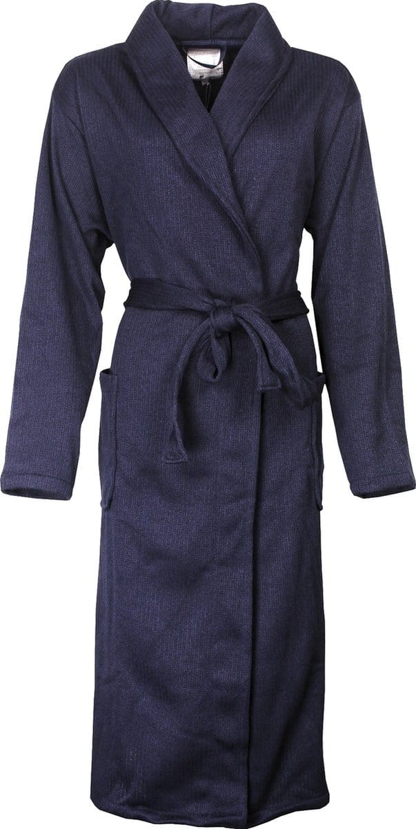 Tenderness Dames badjas - Fleece - Sjaalkraag - Donker Blauw - Maat M