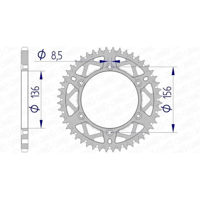 Couronne moto alu Afam 520 45T