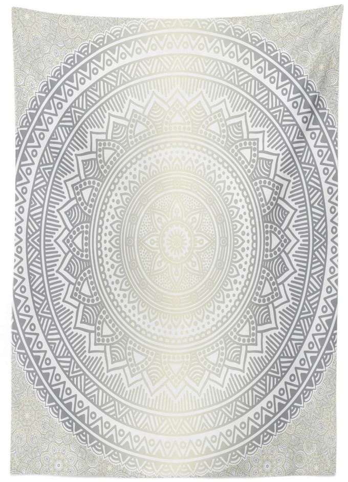 ABAKUHAUS Tafelkleed – 140x240 cm – Satijnmix Grijs-Wit – Wasbaar