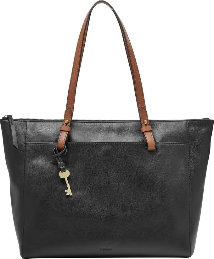 FOSSIL Leren Shopper Schoudertas Rachel Tote Black Zwart