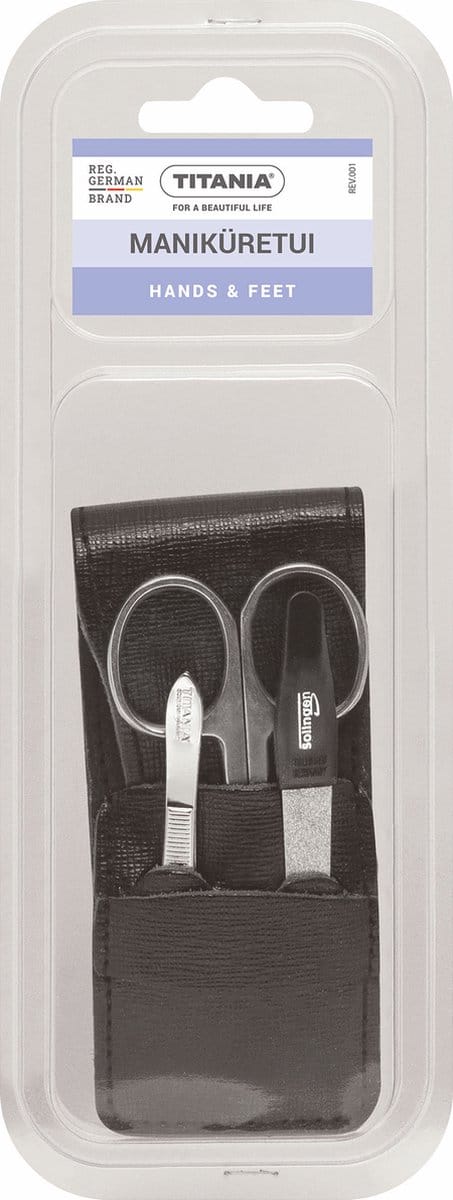 Titania Manicure set etui, echt leder, 3-delig