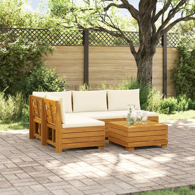 vidaXL - Buiten - bank - set - 5 - st - 4-zits - Massief - Acacia - Hout - Bruin