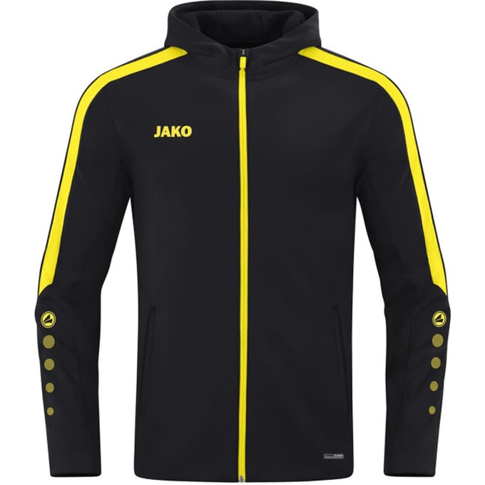 Jako Power Jas Met Kap Dames - Zwart / Geel | Maat: 36