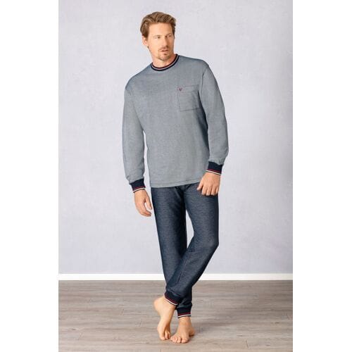 Marine blauwe heren pyjama Hajo - Blauw - Maat - 54