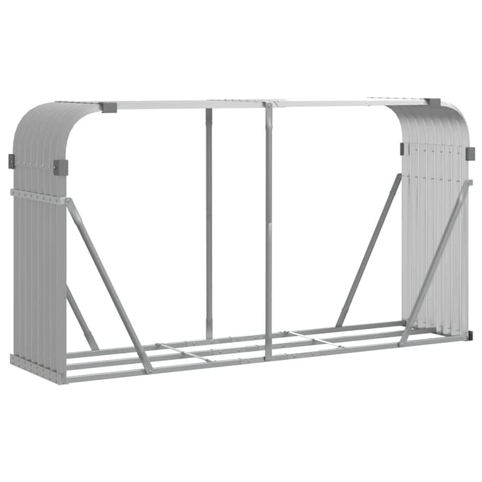 vidaXL - Haardhoutopslag - 180x45x100 - cm - gegalvaniseerd - staal - lichtgrijs
