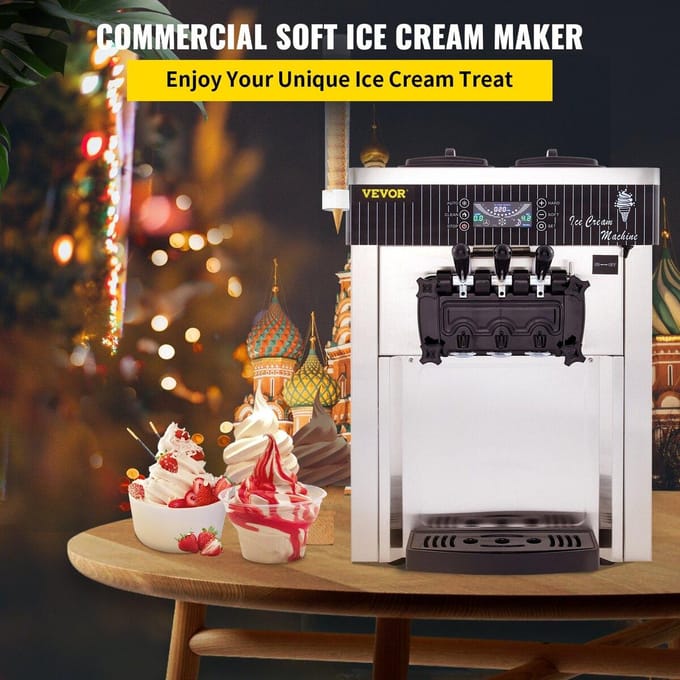 Softijs Machine 2200W Commerciële Aanrecht Softijs Maker Machine 5,3 tot 7,4 Gallons per Uur IJsmachine voor Restaurants Bars
