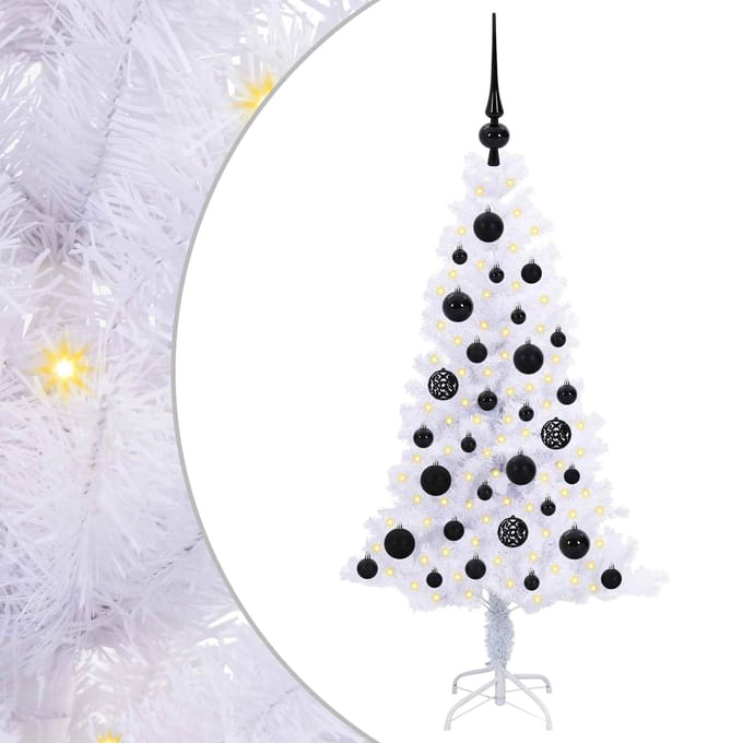 vidaXL - Kunstkerstboom - met - 150 - LED - Wit - 120 - cm - PVC - en - Staal