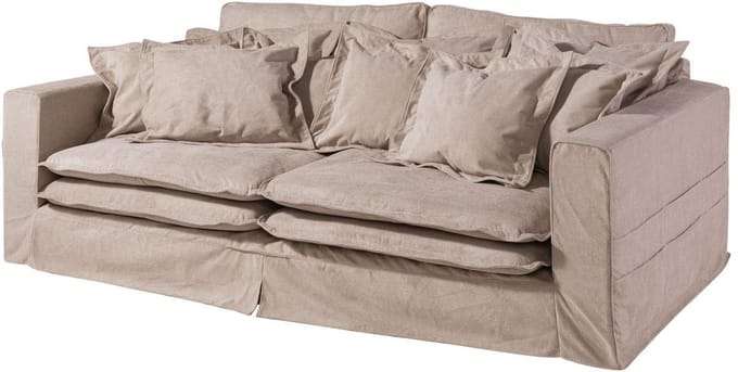 MASSIVMOEBEL24.DE bank met hoezen beige 92% polyester 236x138x76 cm (BxTxH) SOFAS deels gemonteerd