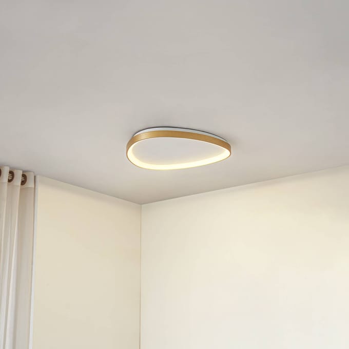 Lucande LED plafondlamp Asken, 61 cm, goud, CCT, dimbaar