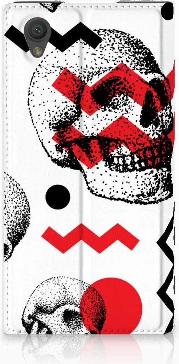 Mobiel BookCase Sony Xperia L1 Skull Red
