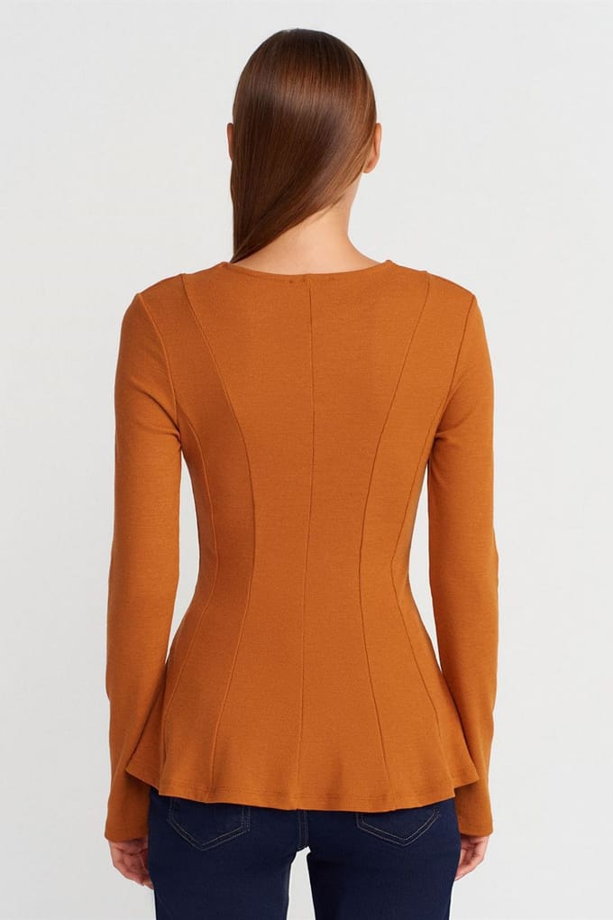 Getailleerde Textuur Gebreide Peplum Blouse
