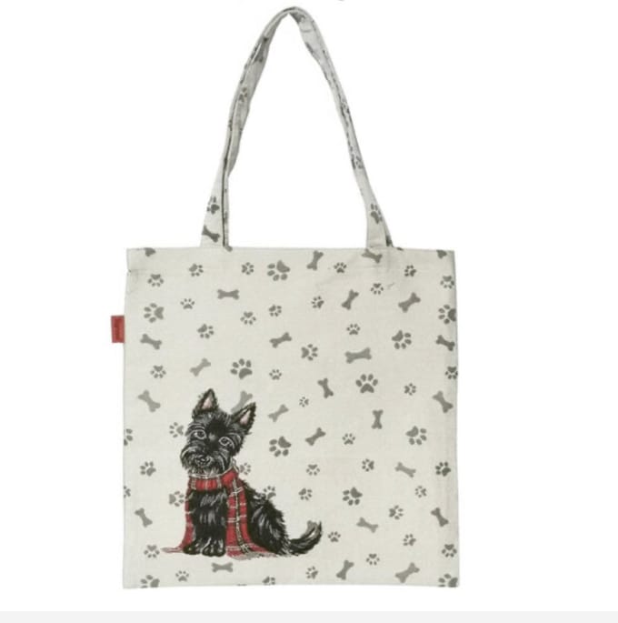 Boodschappentas - Luxe gobelinstof - Flat bag - Scottie dog