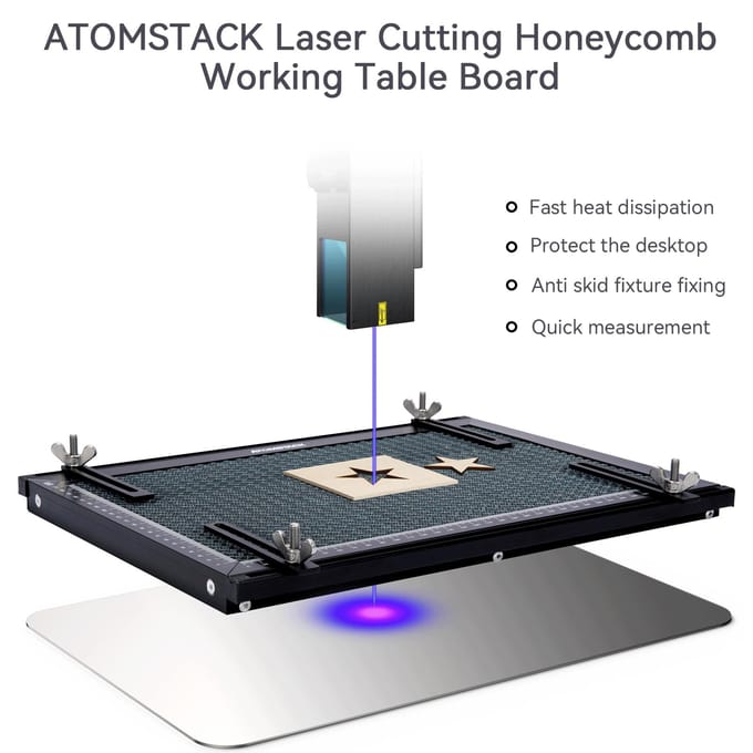 ATOMSTACK Laser Graveermachine Honingraat Werktafel Volledig metalen Structuur Stalen Paneel Bord Platform zwart