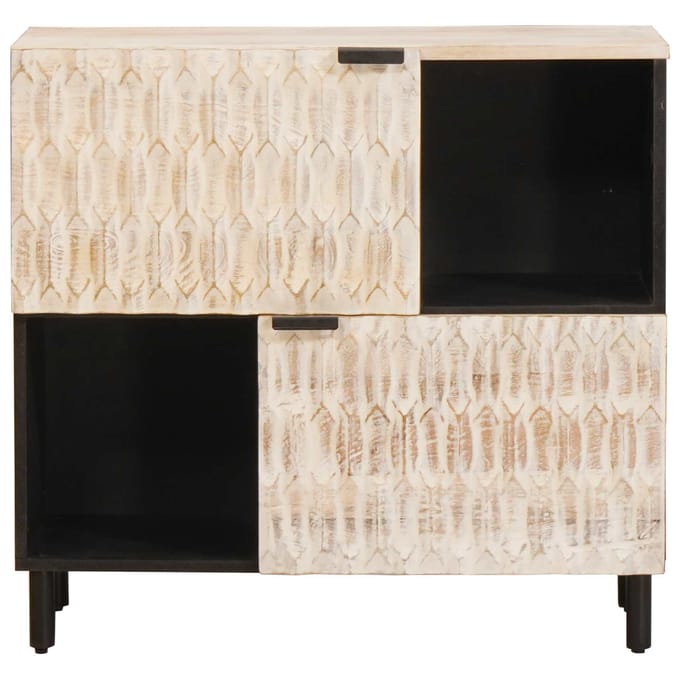 vidaXL - Dressoir - Witte - Was - Afwerking - 80 - x - 33 - x - 75 - cm - Massief - Mango - Hout