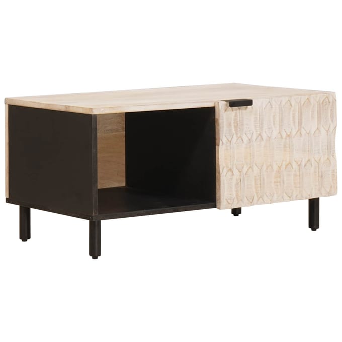 vidaXL - Salontafel - Wit - 80 - x - 50 - x - 40 - cm - Massief - Mango - Hout