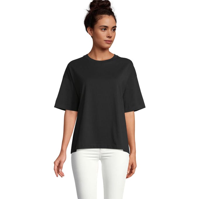 SOLS Dames/Dames Boxy Oversized T-shirt (Diep zwart)