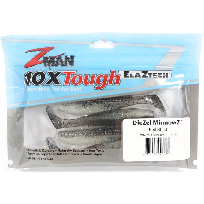 Zman zacht kunstaas Diezel MinnowZ 4 Inch 5/Pack Bad Shad (2673)