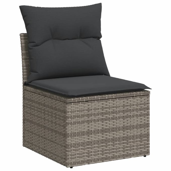 vidaXL - 7-delige - Loungeset - met - kussens - poly - rattan - grijs