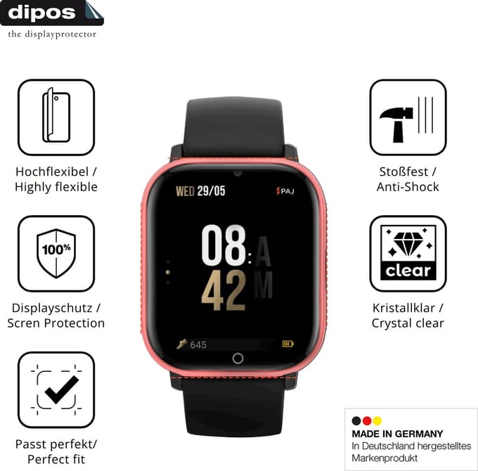 dipos – 2x Beschermfolie geschikt voor PAJ GPS Tracker Kids Smartwatch | 3D Full Cover Screenprotector | 100% Passend