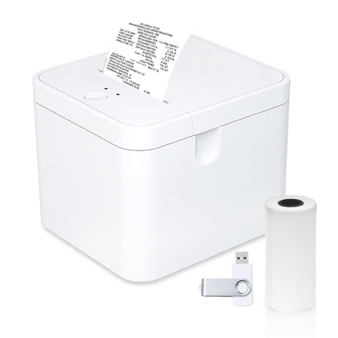 58 mm kassabonprinter POS-printer USB + BT Desktop Direct thermisch afdrukken Compatibel met ondersteuning W-EU wit