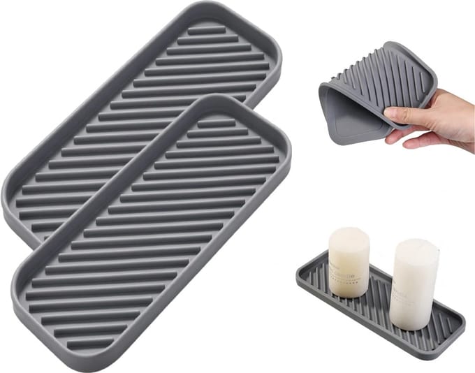 2x PD® - Afdruipmat - Zeepbakje - Siliconen - Grijs - 2 stuks
