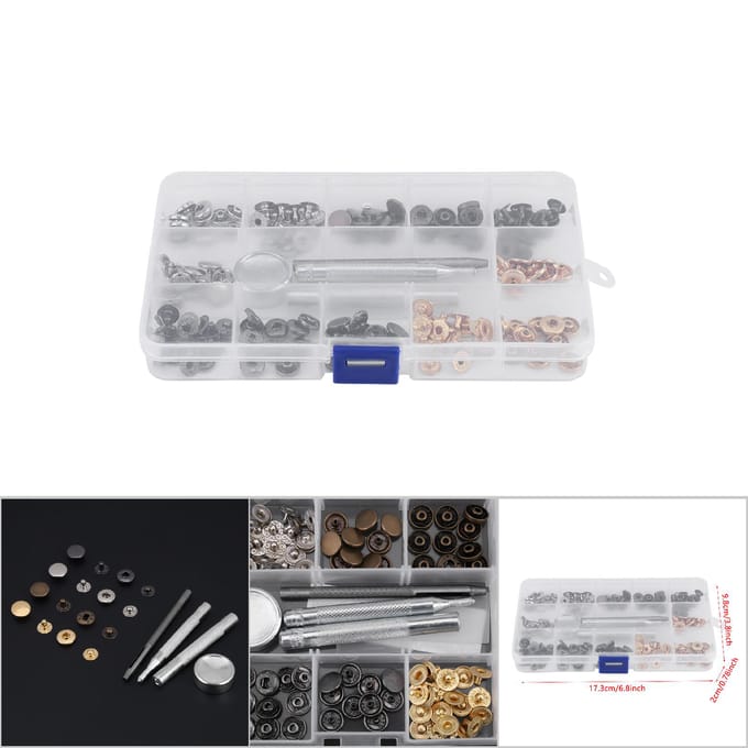 40 Ensembles Bouton Pression Bouton Pression Fermeture avec Outil de Pose pour Vêtements (655#10MM) gray