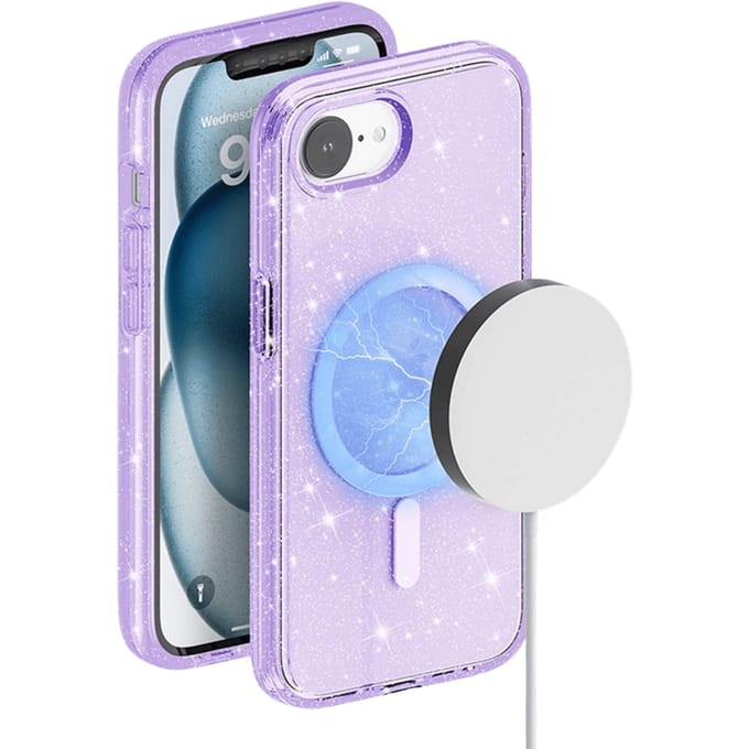 Mocaa Apple iPhone 16e/17e Glitz Magsafe Beschermhoesje Paars