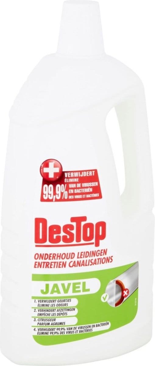 DesTop - Onderhoud Leidingen - Javel - 4-in-1 Werking - Citroengeur - 1,5L