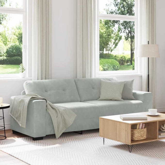 vidaXL - 3-zitsbank - lichtgrijs - 220x78x80 - cm - fluweel