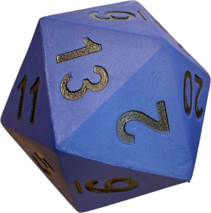 D20 Dobbelsteen - DND Polydice - Dungeons and Dragons - Coated Foam 20-zijdig XL 14 CM - Blauw
