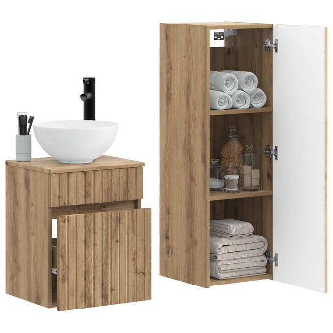 vidaXL - Badkamermeubel - Set - 2 - st - Artisanaal - eiken - 33 - x - 34,5 - x - 100 - cm