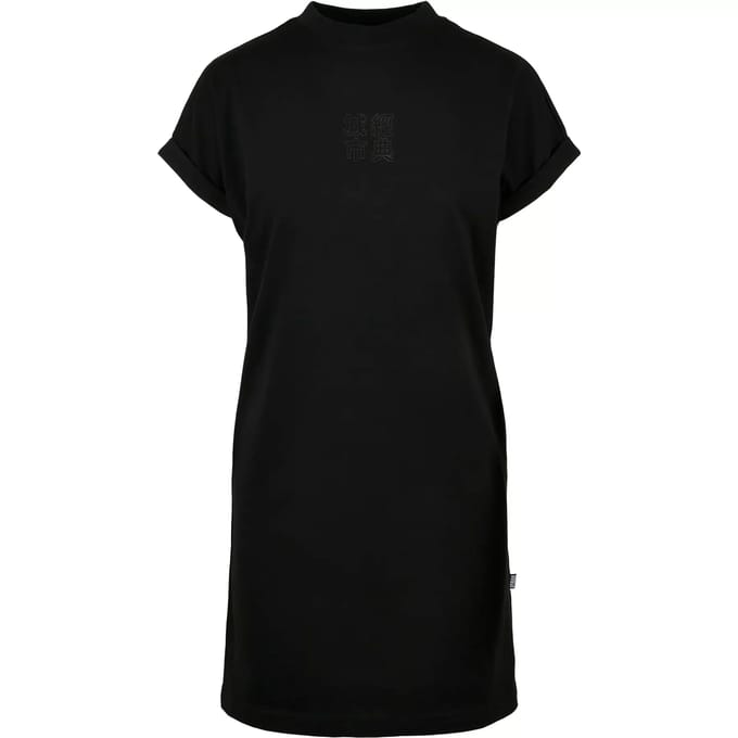 Urban Classics - Cut On Sleeve Printed Korte jurk - S - Zwart