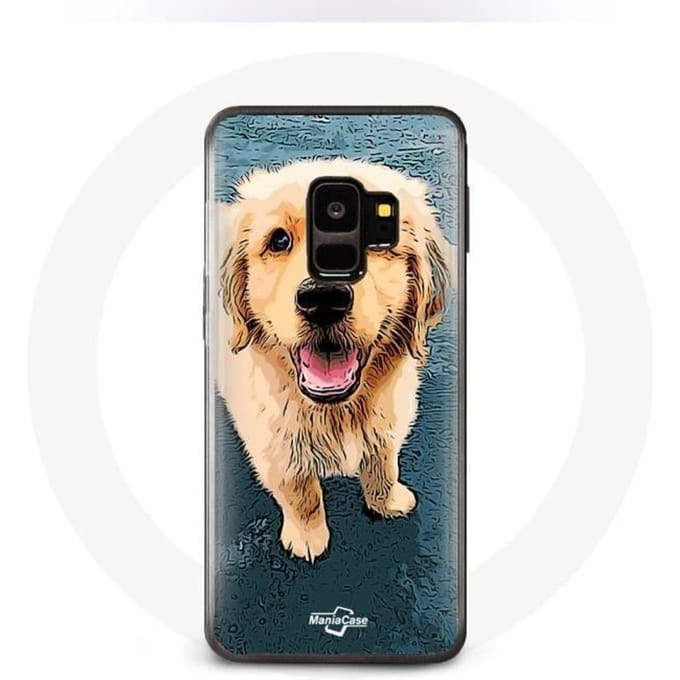 Coque - Samsung - Galaxy S9 Plus - Souple - Noir - Golden retriever Chiot