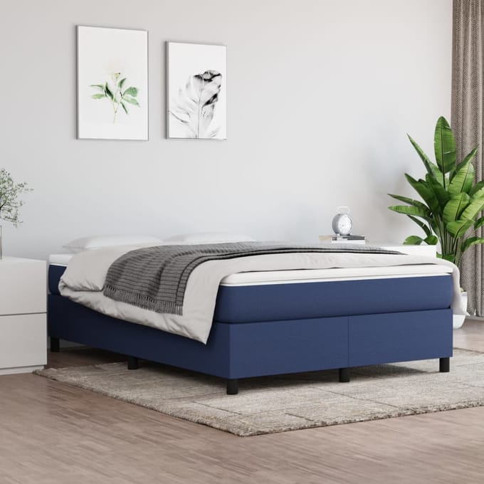 vidaXL - Boxspring - bed - stof - blauw - 140x200 - cm