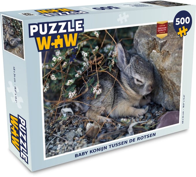 Puzzel Baby konijn - Rots - Huisdier - Legpuzzel - Puzzel 500 stukjes