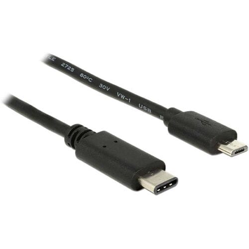 Delock 83333 USB-kabel USB 2.0 USB-micro-B stekker, USB-C stekker 0.50 m Zwart