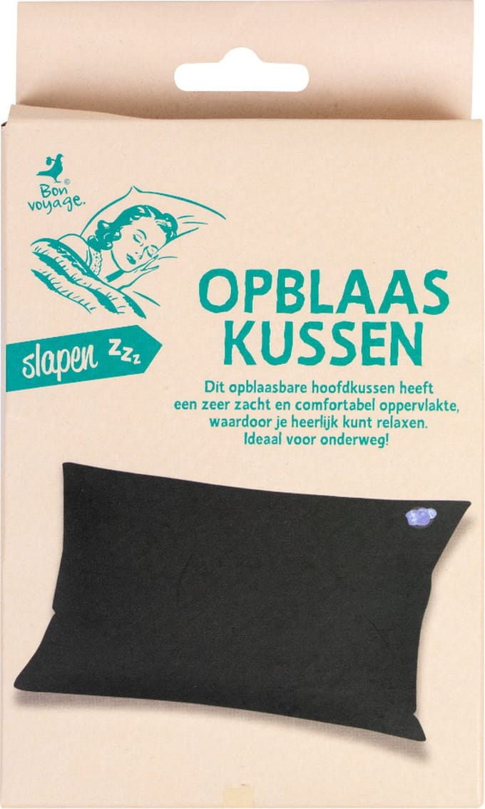 Opblaasbare kussen | Hoofdkussen | Zwart | Merk: Bon Voyage