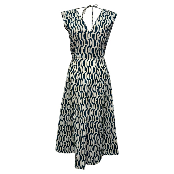 Max Mara Geometrische Print Midi-Jurk in Multicolore Katoen