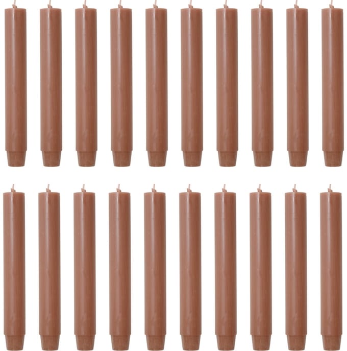 Rustik Lys chique mooie dinerkaarsen pak van 20 stuks 2.6 x 18 cm in de kleur Brique