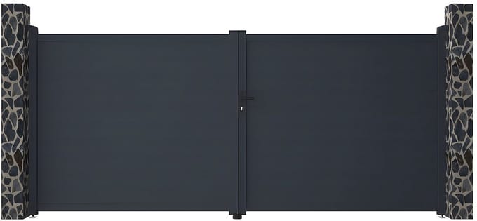 Vente-unique Draaipoort van aluminium antraciet - L 397 x H 180 cm - NAZARIO