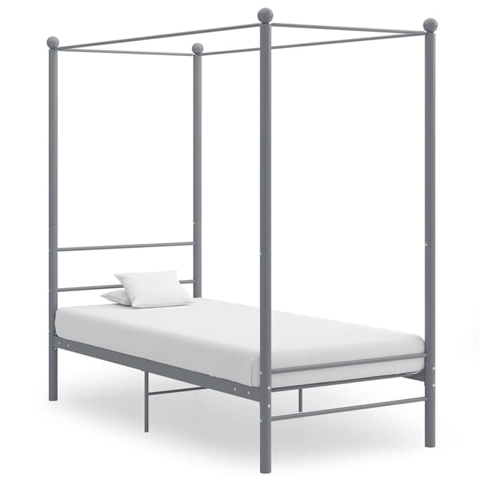 vidaXL - Hemelbedframe - metaal - grijs - 90x200 - cm