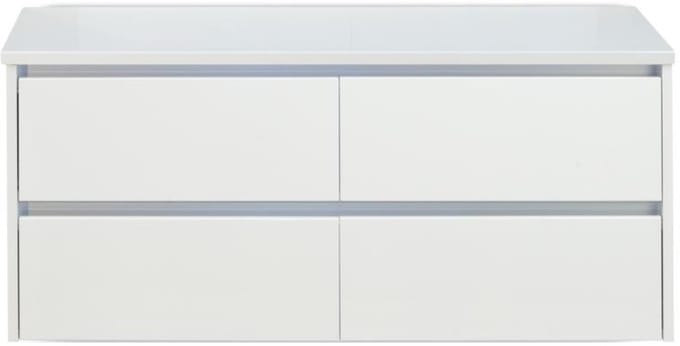 Dante Badmeubelset 120 cm - 4 Laden Wit Hoogglans - Wastafelbovenblad